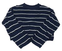 Tmavomodro-bílý pruhovaný crop svetr H&M