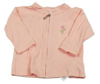 Světlerůžová lehká propínací mikina s květem 