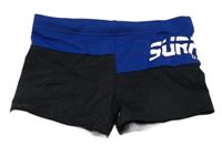 Černo-tmavomodré nohavičkové plavky s nápisem C&A