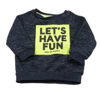 Tmavomodrá melírovaná mikina s nápisem Primark