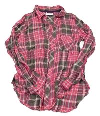 Fuchsiovo-hnědo-zlatá kostkovaná halenka Yigga