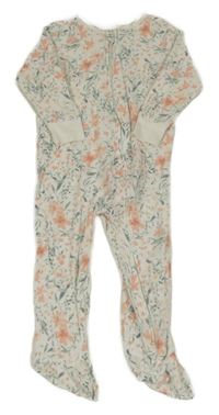 Smetanovo-zeleno-růžový květovaný overal Matalan