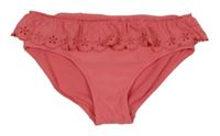 Růžové plavkové kalhotky s volánkem s madeirou Next