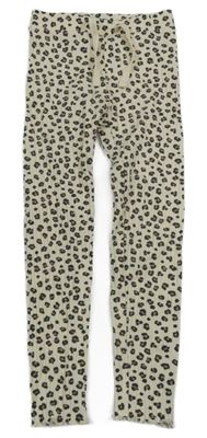 Smetanovo-černo-hnědé žebrované legíny s leopardím vzorem Kiabi