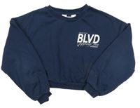 Tmavomodrá crop mikina s nápisem H&M