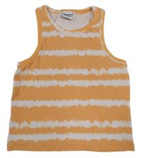 Oranžovo-bílý pruhovaný žebrovaný crop top Page one young