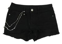 Černé riflové kraťasy s řetízky H&M