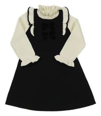 Černo-bílé úpletové šaty s 3D mašlemi River Island