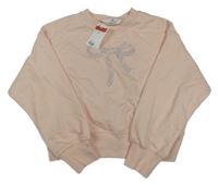 Nové - Světlerůžová mikina s mašlí z kamínků H&M