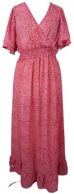Dámské černo-růžové vzorované šifonové dlouhé těhotenské šaty Dorothy Perkins 