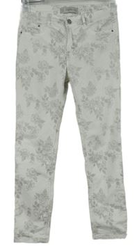 Dámské bílé kytičkované skinny rifle Zara 