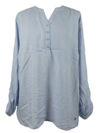 Dámská světlemodro-bílá vzorovaná halenka s rolovací rukávy Sure 