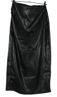 Dámská černá koženková midi sukně Shein 