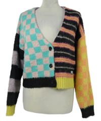 Dámský barevně vzorovaný propínací oversized crop svetr Ragged 