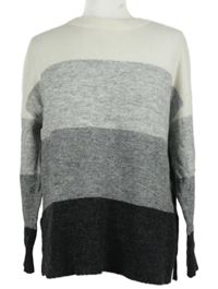 Dámský šedo-černo-smetanový pruhovaný svetr New Look 