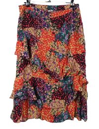 Dámská růžovo-barevná vzorovaná sukně s volánky TU 