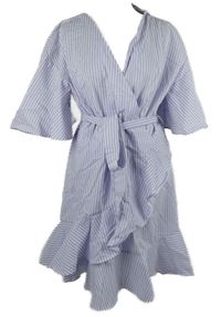 Dámské lila-bílé pruhované šaty s páskem 