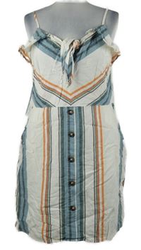 Dámské bílo-pruhované plátěné šaty s mašlí F&F