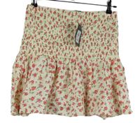 Nové - Dámská bílá kytičkovaná žabičková sukně Primark 