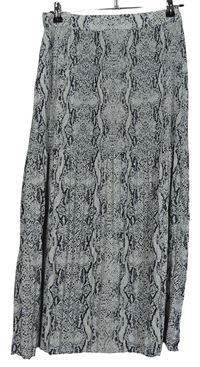 Dámská černo-béžová vzorovaná plisovaná dlouhá sukně Primark 