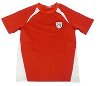 Červeno-bílé sportovní funkční tričko s nášivkou Crane
