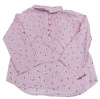 Růžovo-bílá pruhovaná polo halenka s Hello Kitty H&M