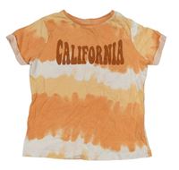 ORanžovo-bílé crop tričko s nápisem Primark