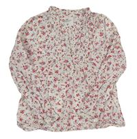 Bílá květinová polo halenka H&M