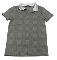 Černo-bílé kostkované polo tričko George
