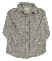 Bílo-šedá melírovaná propínací košilová mikina F&F