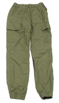 Khaki plátěné cargo cuff kalhoty H&M