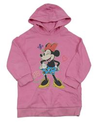 Růžové teplákové šaty s Minnie a kapucí M&S