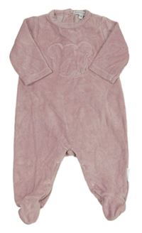 Růžový sametový overal s medvídkem 