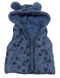 Modrá tepláková zateplená vesta s Mickey Mousem a kapucí George