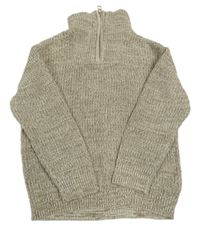 Béžovo-hnědý melírovaný svetr H&M