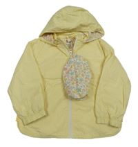 Žlutá šusťáková jarní bunda s kapucí + sáček Zara