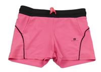 Neonově růžovo-černé sportovní kraťasy s logem domyos