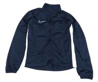Tmavomodro-bílá sportovní propínací mikina s logem Nike