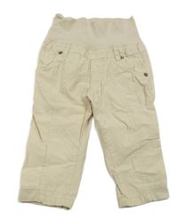 Béžové plátěné kalhoty s úpletovým pasem