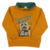 ORanžová mikina s mývalem a nápisem S. Oliver