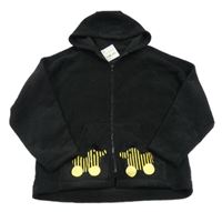 Nové - Černá froté propínací mikina s obrázkem a kapucí 