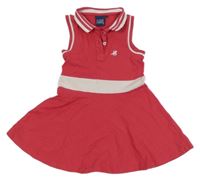 Rubínovo-bílé bavlněné šaty s výšivkou 