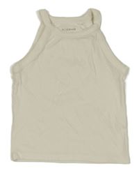 Smetanový žebrovaný crop top Reserved