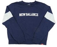 Tmavomodro-bílá pruhovaná oversize mikina New Balance