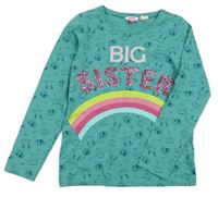 Mintové triko se zvířátky a nápisem s duhou KIDS