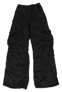 Černé wide leg kalhoty s kapsami H&M