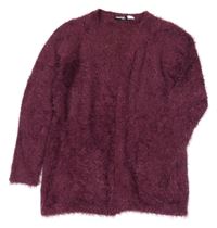 Vínový chlupatý svetrový cardigan Pepperts