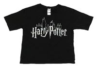 Černé crop tričko s nápisem Harry Potter C&A