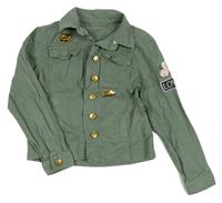 Khaki plátěná košilová crop bunda Matalan