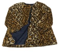 Hnědý leopardí kožešinový podšitý kabát Miniclub